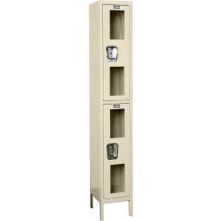 GLOBAL EQUIPMENT Double Tier 2 Door Clear View Locker, 12"Wx15"Dx36"H, Tan, Assembled B2318174